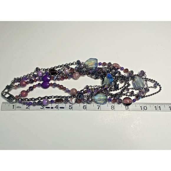 Mixed Fashion Jewelry Lot Purple Pink Hues 7 pc Necklaces Earrings Bracelet EUC - Picture 9 of 16